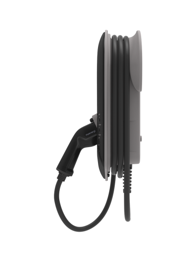 Zappi V2 charging box laddbox trefas 3-phase ladda elbilen EV_Solution laddkabel charging cable black sidovy