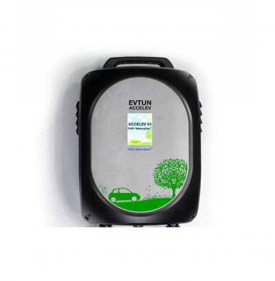 Accelev-Ladebox Generation II mit einzigartiger Technologie zum Laden von einphasigen Elektroautos wie Nissan Leaf, Jaguar I-Pace, Range Rover PHEV, E-Golf, Kia Soul und Hyundai Ioniq.